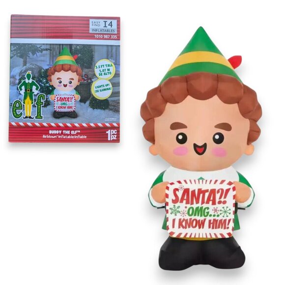 3.5 Ft Buddy the Elf Christmas Light Up Inflatable LED Airblown Yard Decor New - Picture 1 of 8